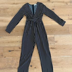 Lilyful dark navy with off white pin strip jumpsuit